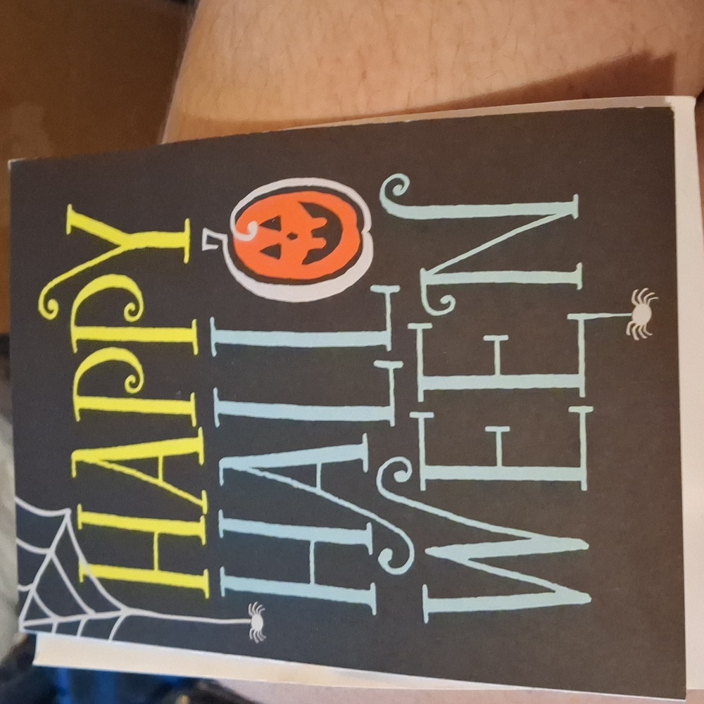 Happy Halloween Card Cobweb Jack-o-lantern Pumpkin Blank Envelope